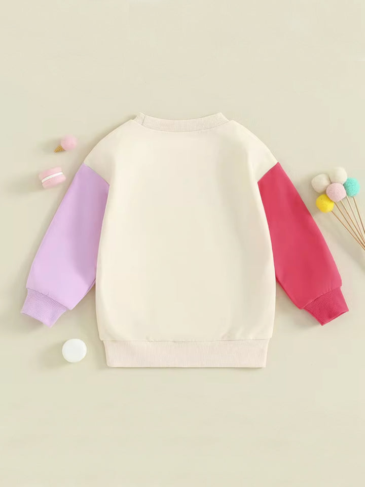 Girls Colorblock Long Sleeve "BIG SISTER" Sweatshirt