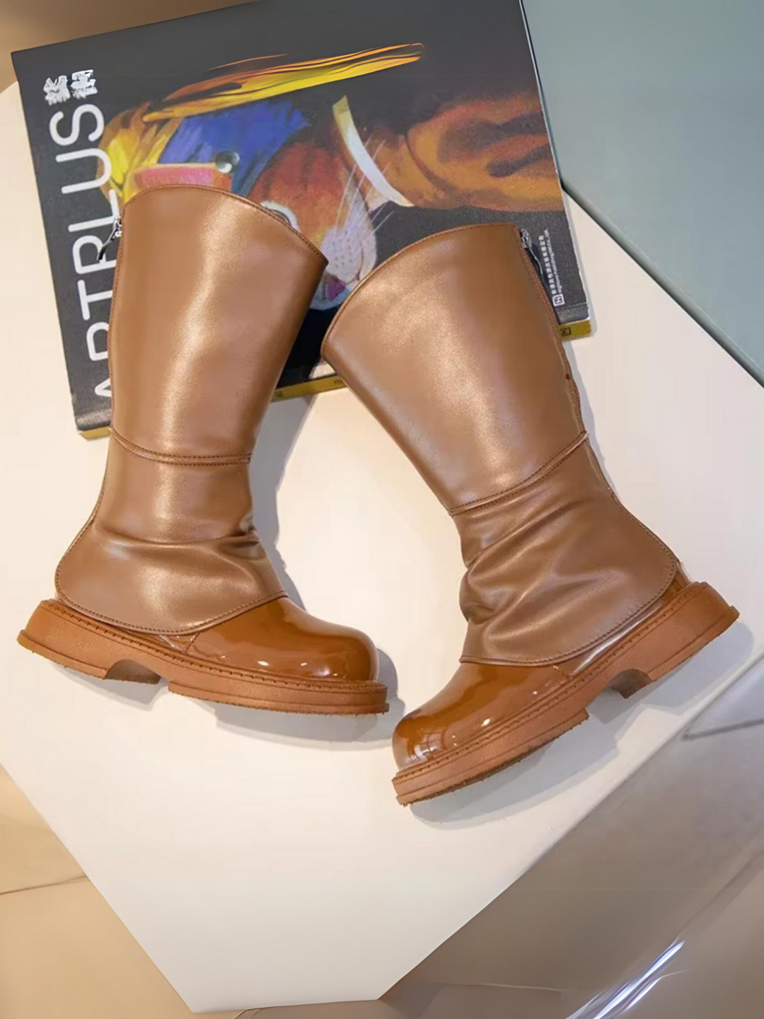 Rutschfeste Herbststiefel mit kniehohem Reißverschluss hinten