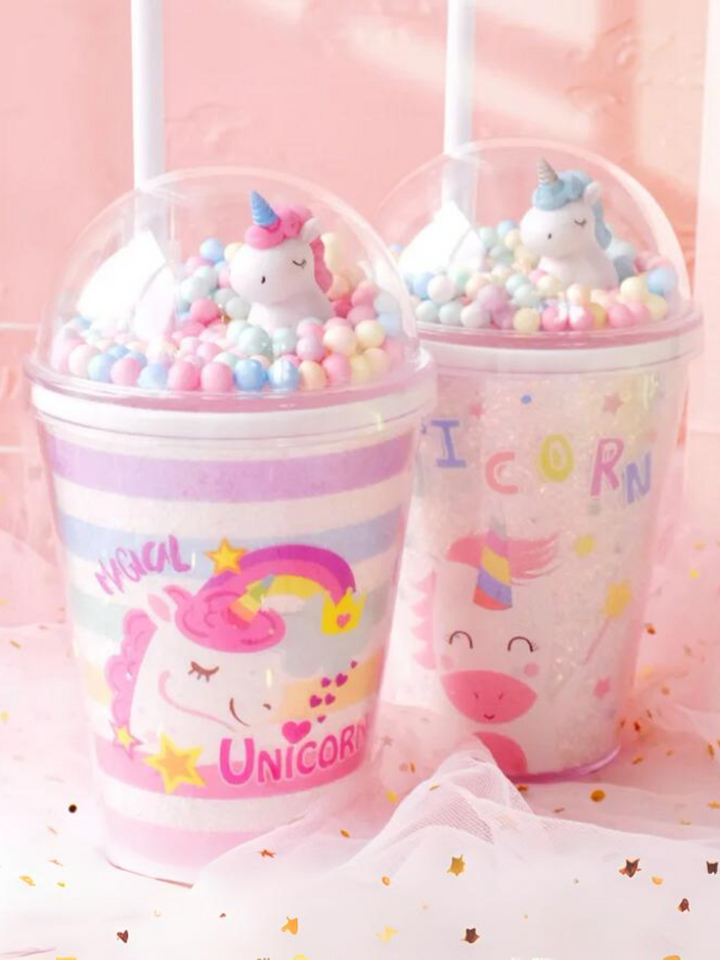 Girls Magical Unicorn Glitter Tumbler with Dome Lid