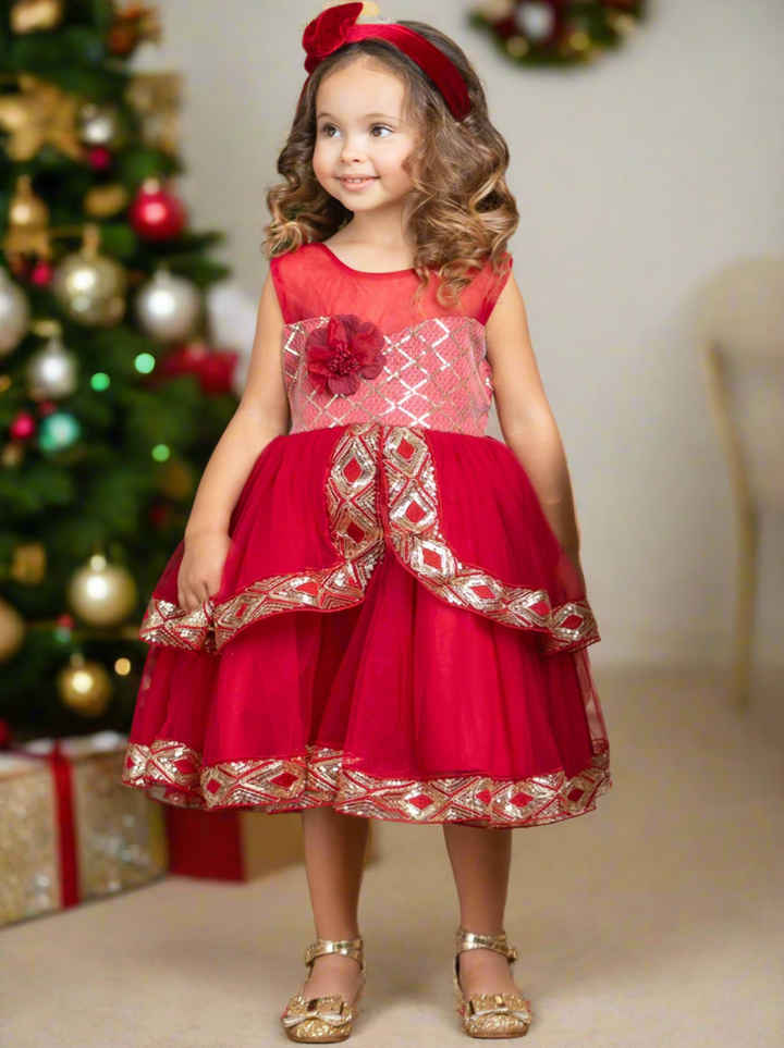 Made To Sparkle Embroidered Tulle Holiday Dress