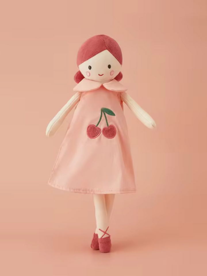 Cute Soft Plush Doll with Cherry Dress