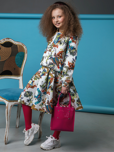 Kids Couture x Mia Belle Girls Botanical Owl Ivory Bomber Jacket Size 5/11