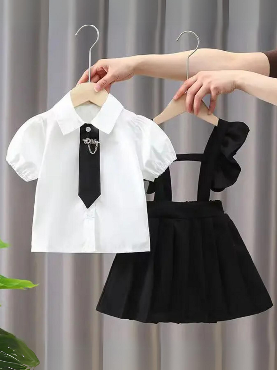 Girls Ruffled Sleeve Shirt and Cotton Dress