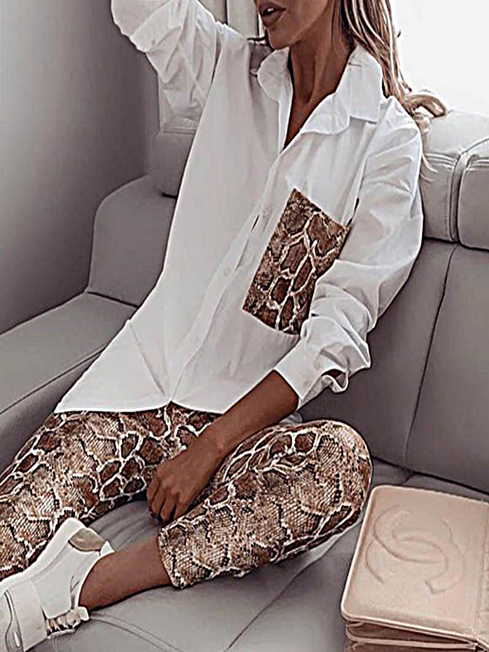 Women's It Girl Oversized Shirt and Snakeskin Legging Set - Mia Belle Girls