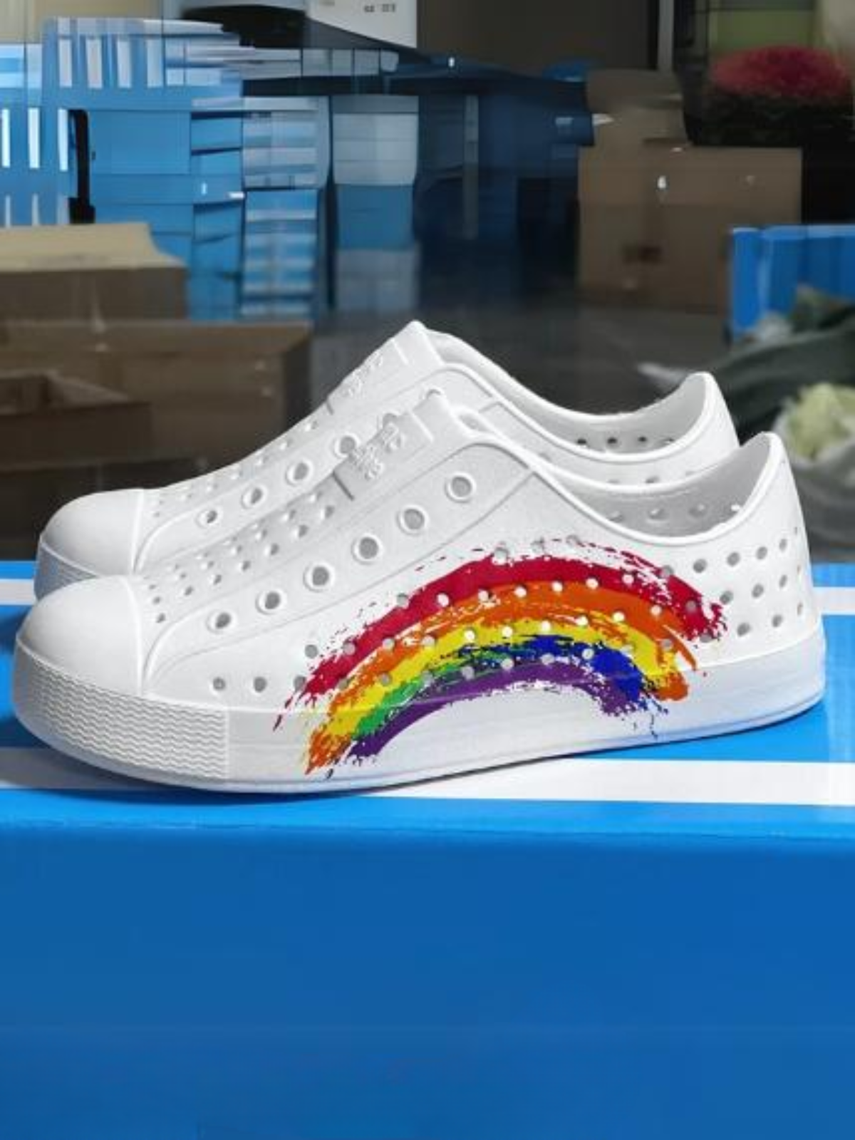 Girls Rainbow Splash Slip-On Shoes By Liv and Mia