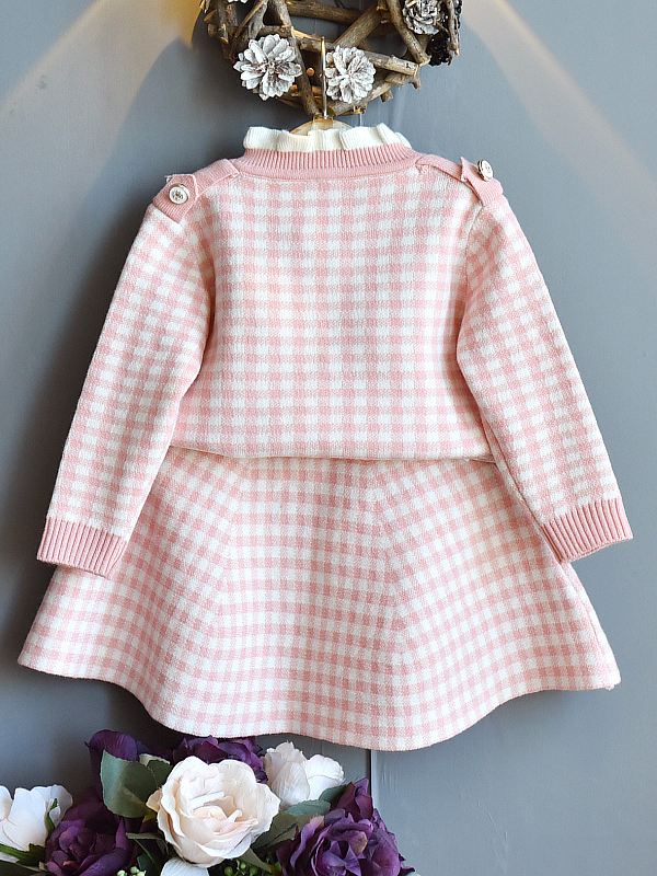 Girls Preppy Chic | Plaid Pullover Sweater & Skirt | Mia Belle Girls