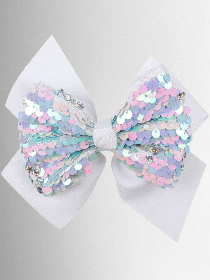 Girls 5" Sequined Bow Hair Clip (8 Color Options)