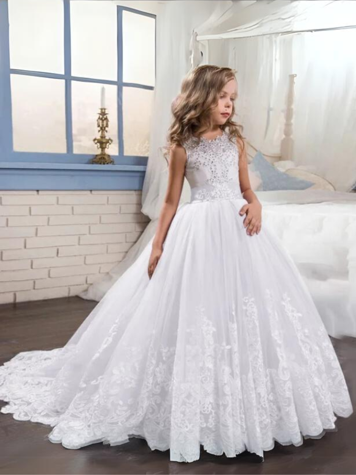 Enchanting Elegance Lace Trimmed Tulle Special Occasion Gown – Mia Belle  Girls