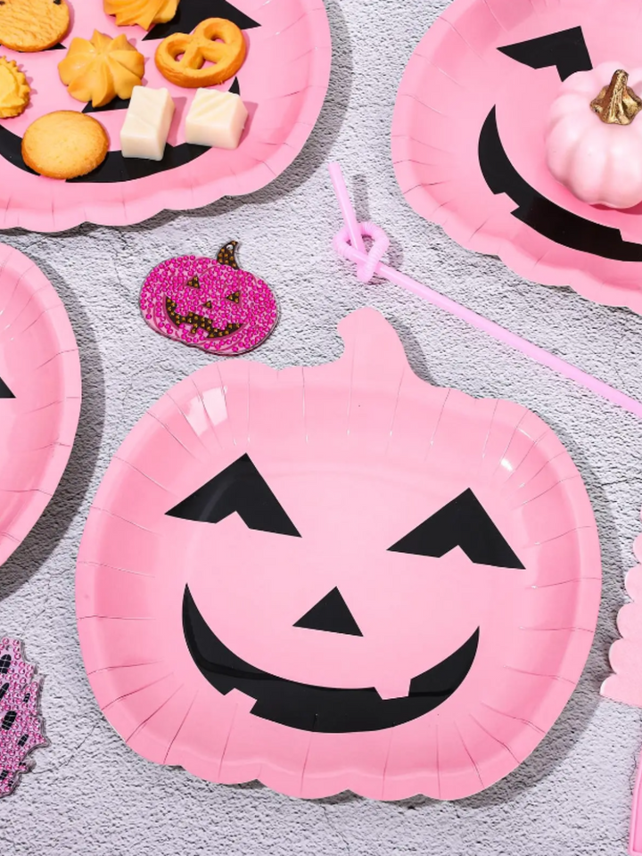 Pink Halloween Pumpkin 10 Piece Plate Set