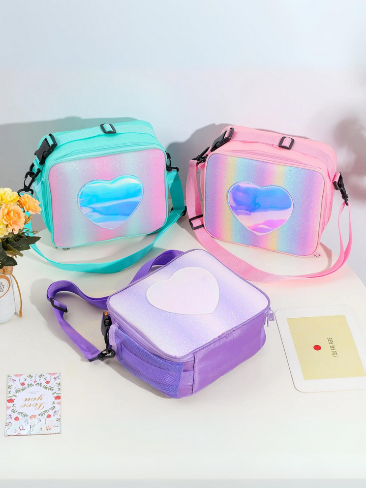 Holographic Heart - Cute and Spacious with Adjustable Strap Lunch Bag