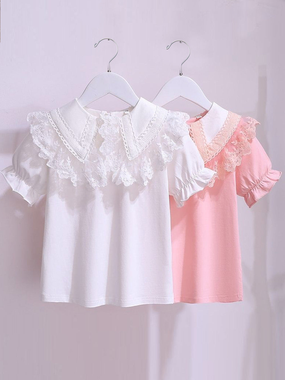 Mia Belle Girls Lace Peter Pan Collar Top | Girls Fall Outfits