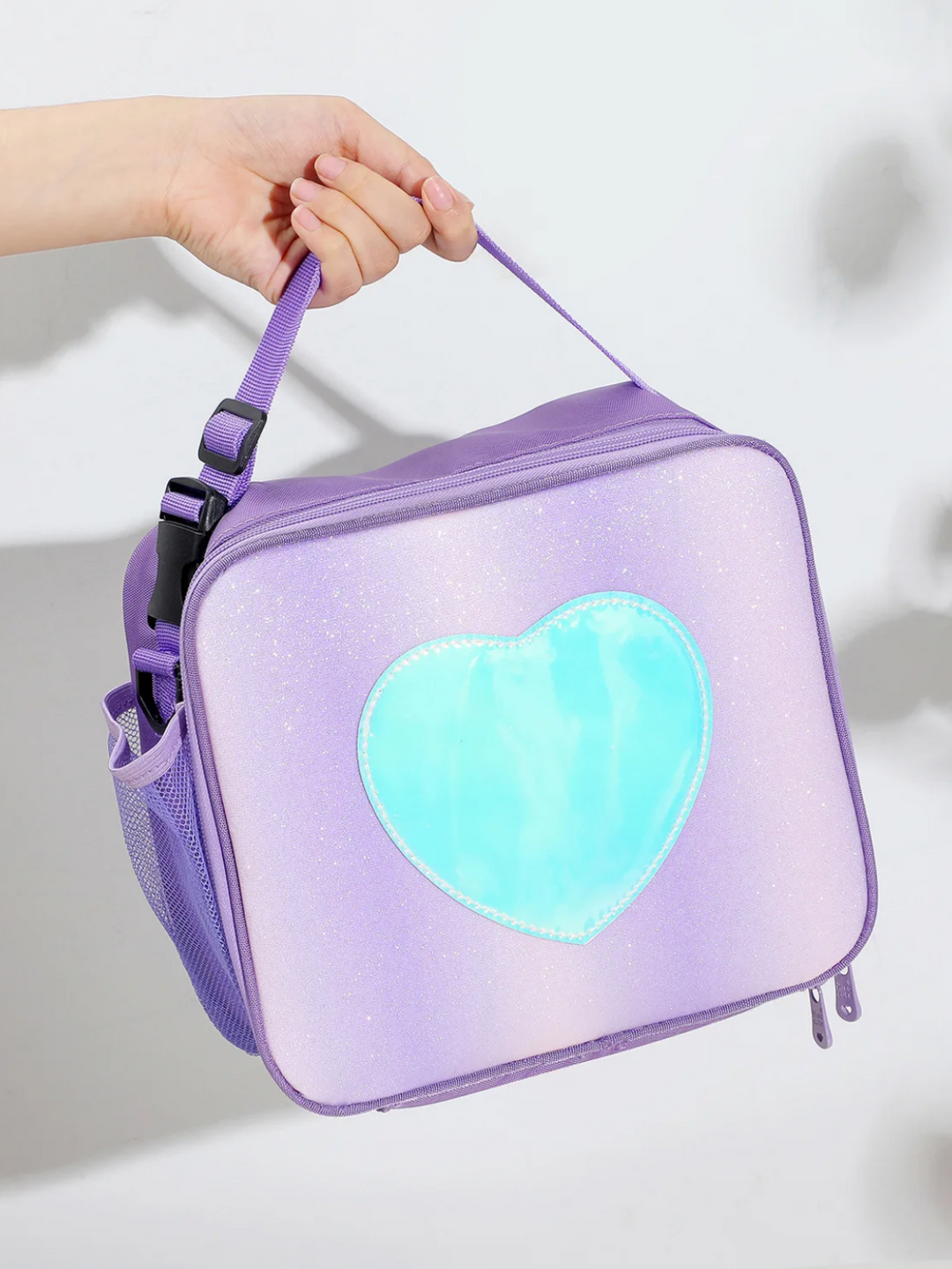 Holographic Heart - Cute and Spacious with Adjustable Strap Lunch Bag