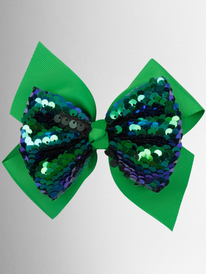 Girls 5" Sequined Bow Hair Clip (8 Color Options)