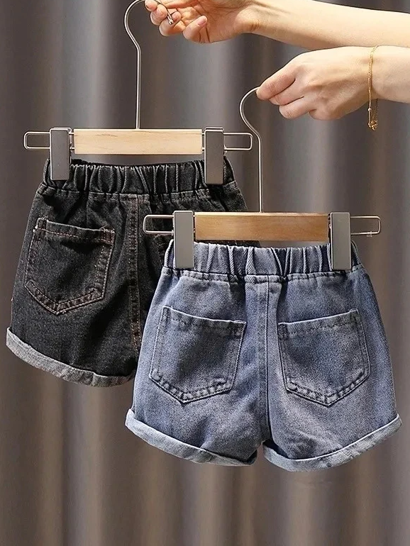 Kids Denim Clothes | Elastic Waist Denim Shorts | Mia Belle Girls