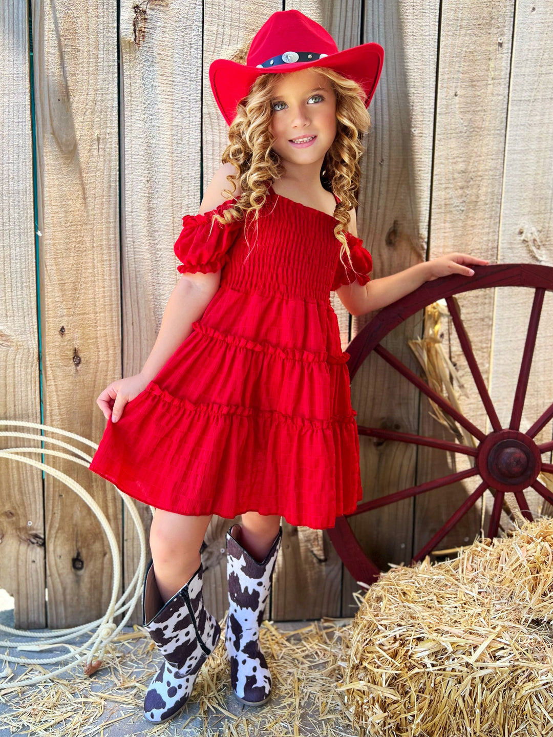 Cottage Dream Red Off Shoulder Sundress