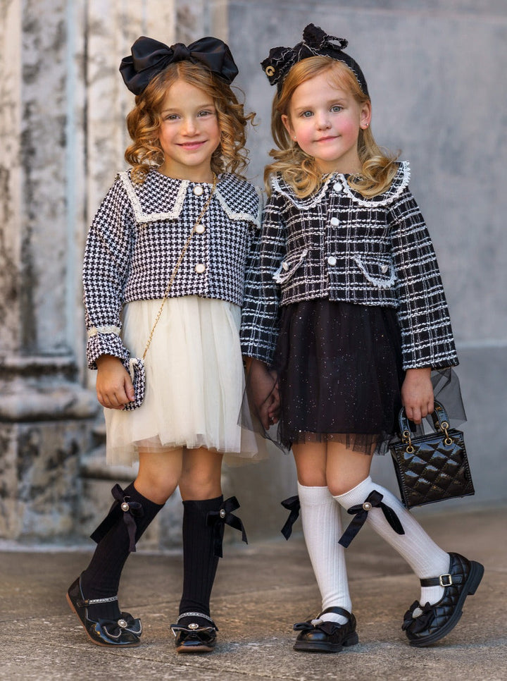 Preppy Chic Sets | Houndstooth Blazer & Dress Set | Mia Belle Girls