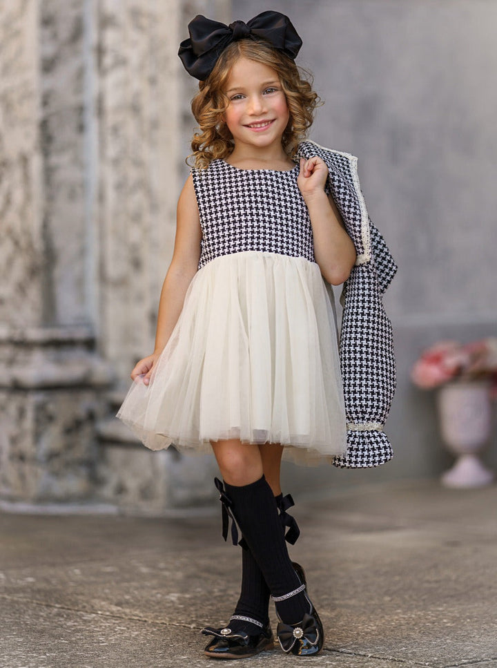 Preppy Chic Sets | Houndstooth Blazer & Dress Set | Mia Belle Girls