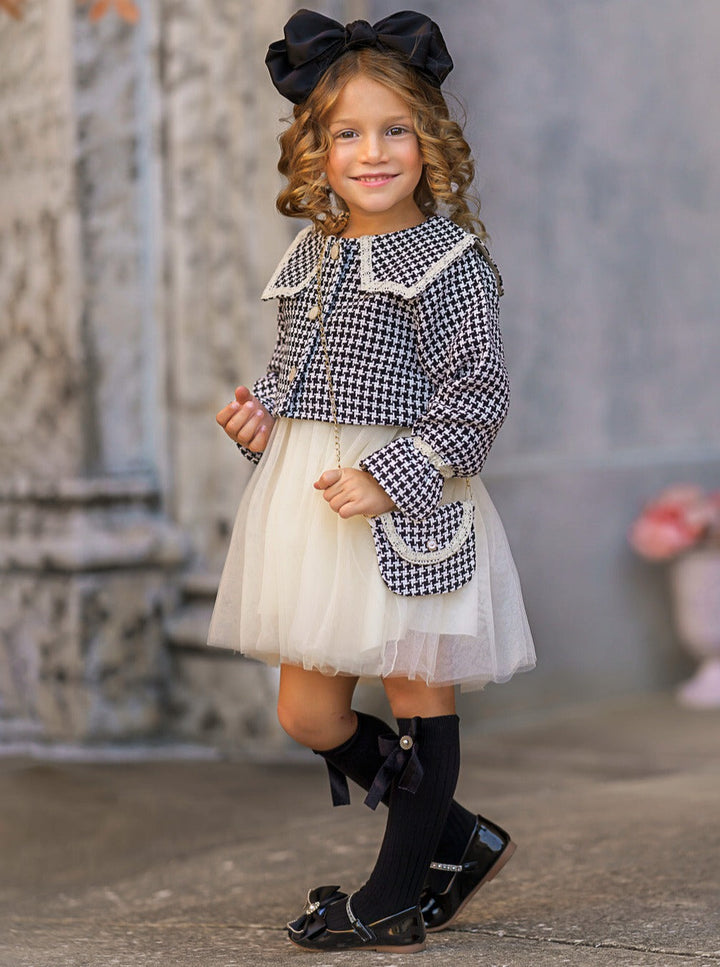 Preppy Chic Sets | Houndstooth Blazer & Dress Set | Mia Belle Girls