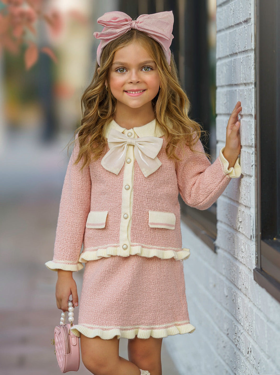 Mia Belle Girls Fall Pink Knit Sweater & Skirt Set | Toddler Outfits