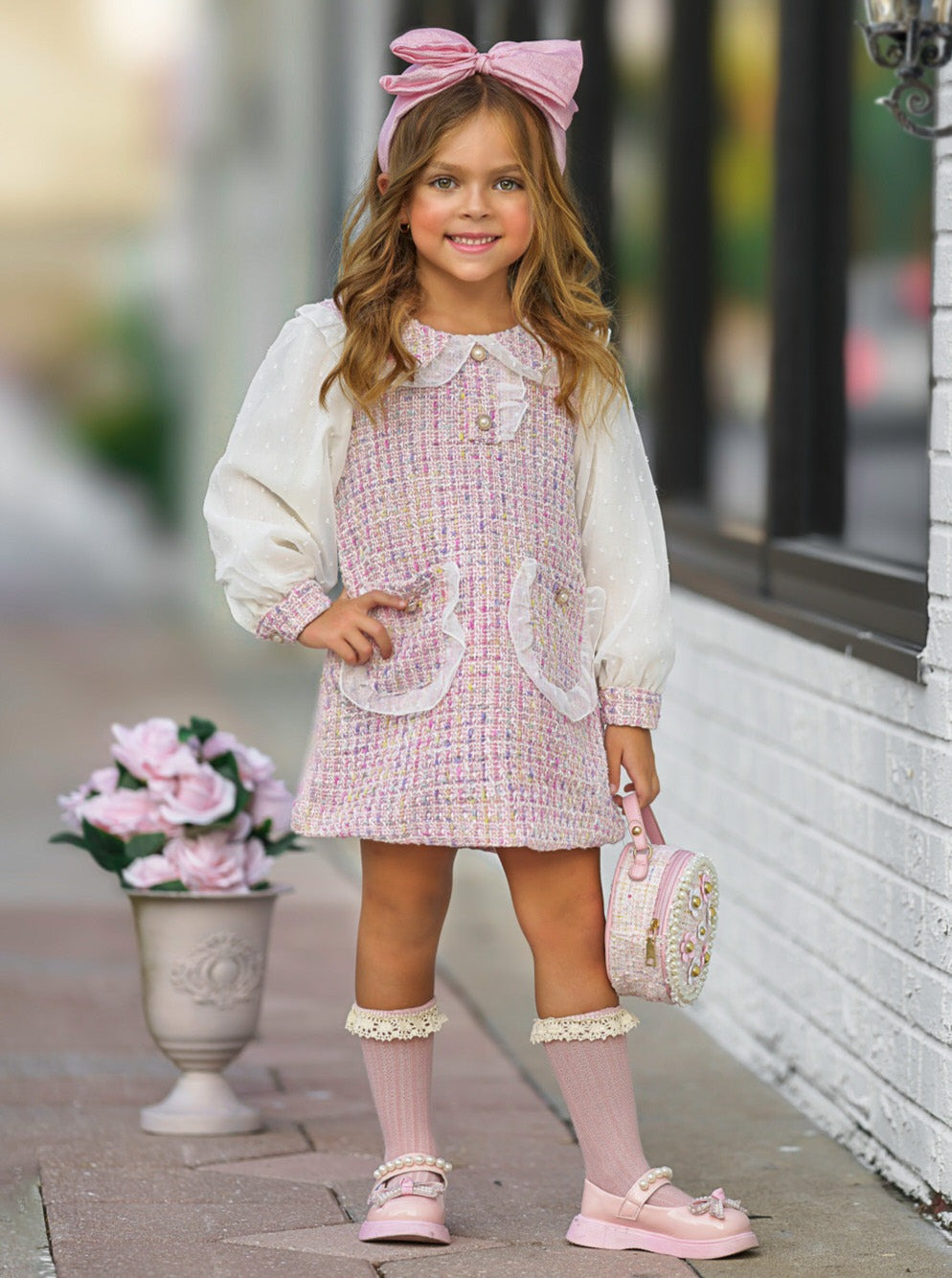 So Delicate Pink Tweed Dress