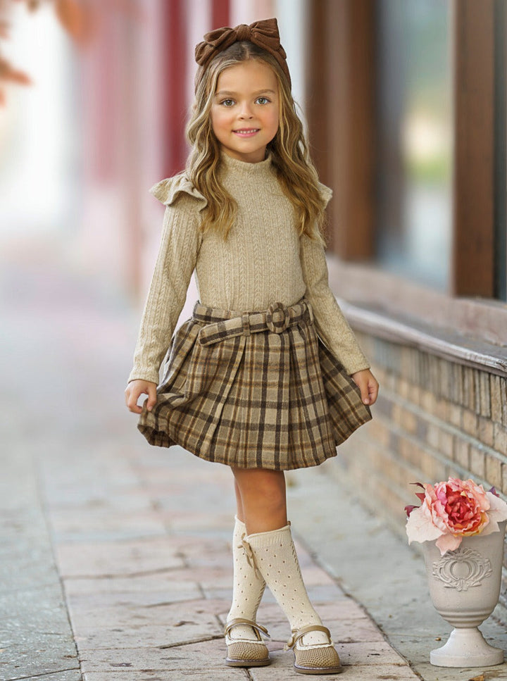 Mia Belle Girls Plaid Skirt Set & Beret | Toddler Girls Clothing Sale