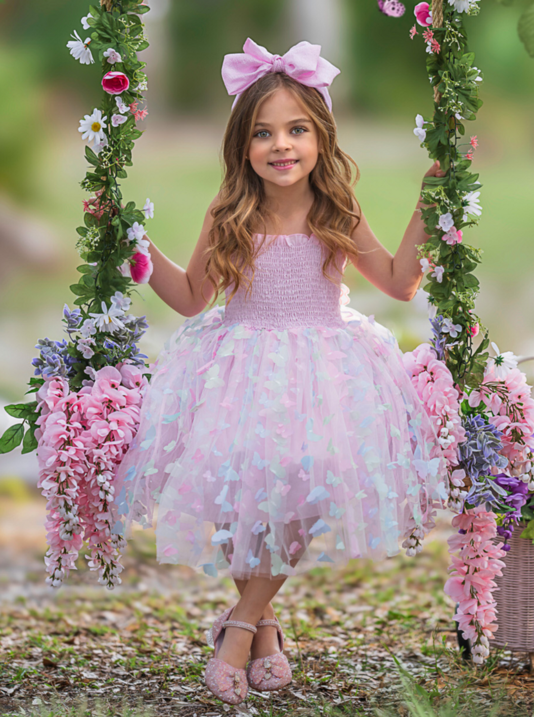 Girls Summer Dresses | Butterfly Wing Smocked Dress | Mia Belle Girls