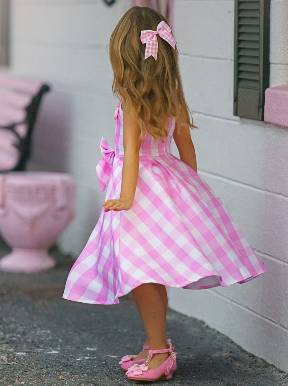 Mia Belle Mommy & Me Barbie Inspired Pink Gingham Dress Costumes