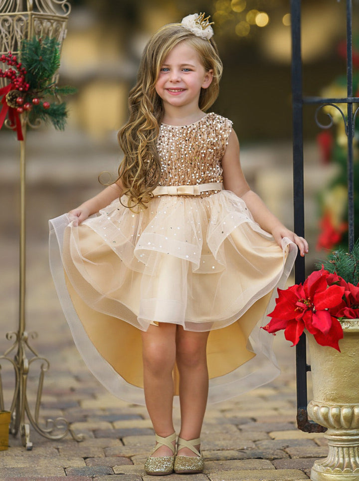 Glitter & Glam Sequined Hi-Lo Tutu Dress