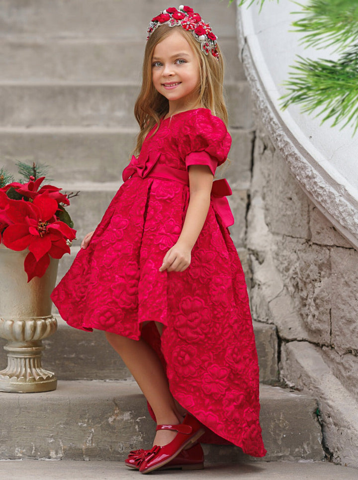 Charm & Glam Hi-Lo Brocade Dress