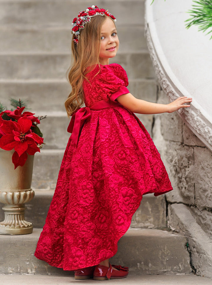 Charm & Glam Hi-Lo Brocade Dress