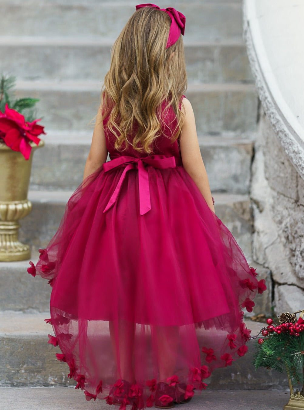 Mia Belle Girls Layered Tulle Dress | Girls Winter Formal Dress