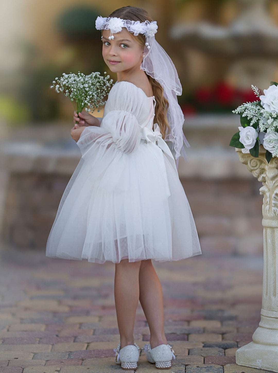 Mia Belle Girls Puff Sleeve Communion Dress | Girls Communion Dresses