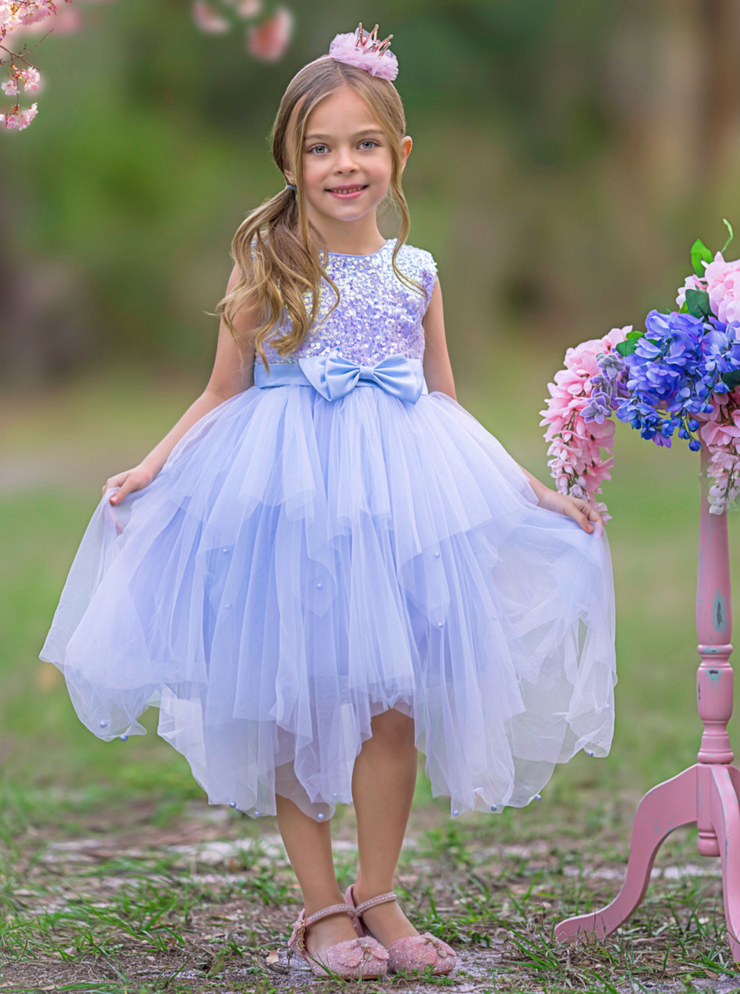 Mia Belle Girls Pastel Purple Tutu Gown | Girls Spring Formal Dresses