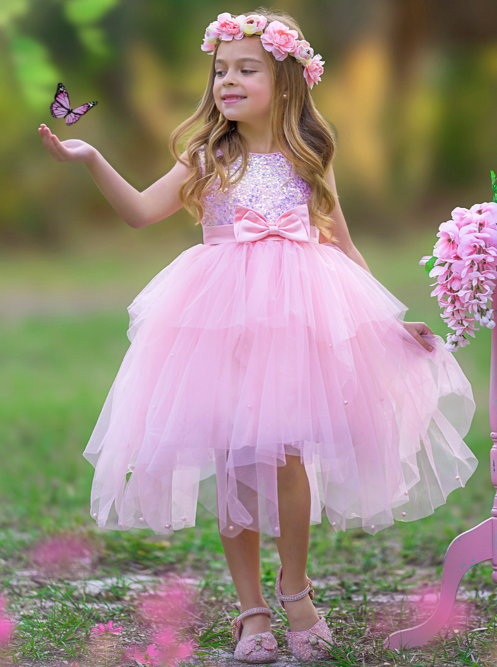 Mia Belle Girls Pastel Pink Tutu Gown | Girls Spring Formal Dresses