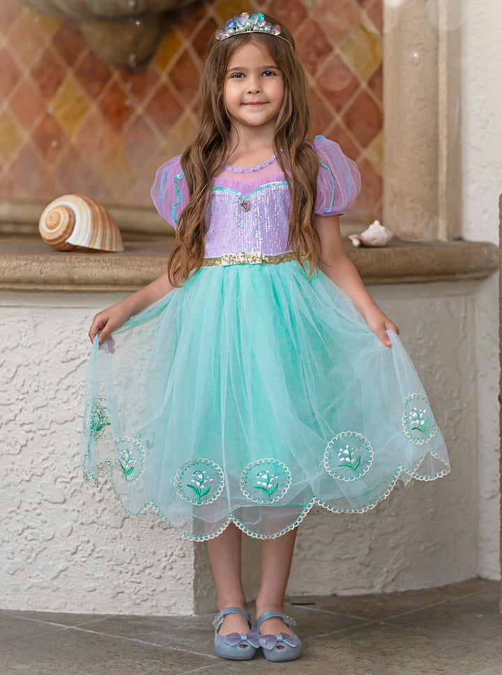 Mia Belle Girls Scallop Hem Tulle Dress | Girls Spring Formal Dresses