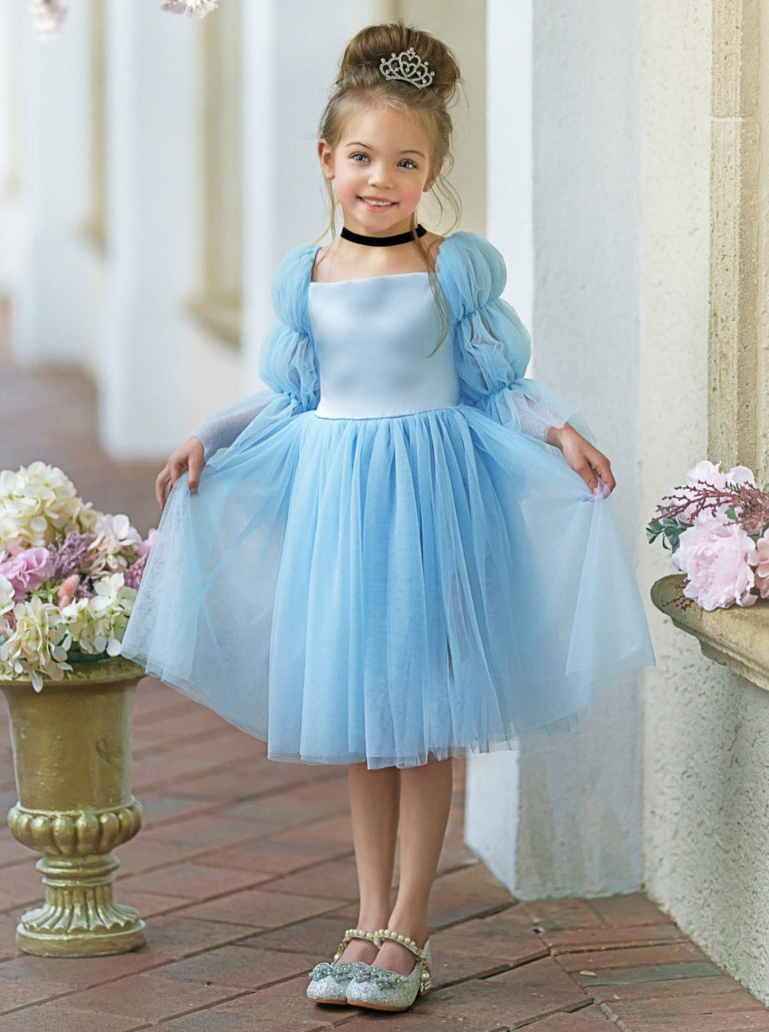 Mia Belle Girls Statement Sleeve Tulle Dress | Girls Spring Dresses