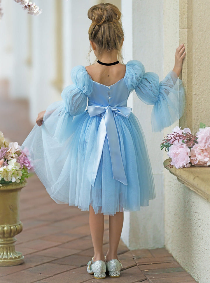 Mia Belle Girls Statement Sleeve Tulle Dress | Girls Spring Dresses