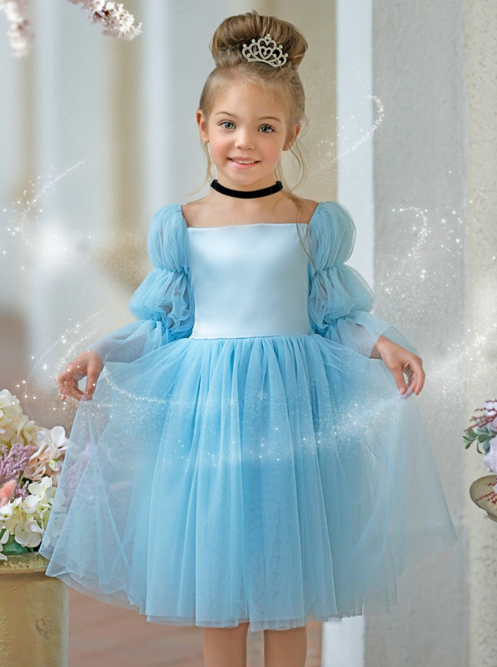 Mia Belle Girls Statement Sleeve Tulle Dress | Girls Spring Dresses