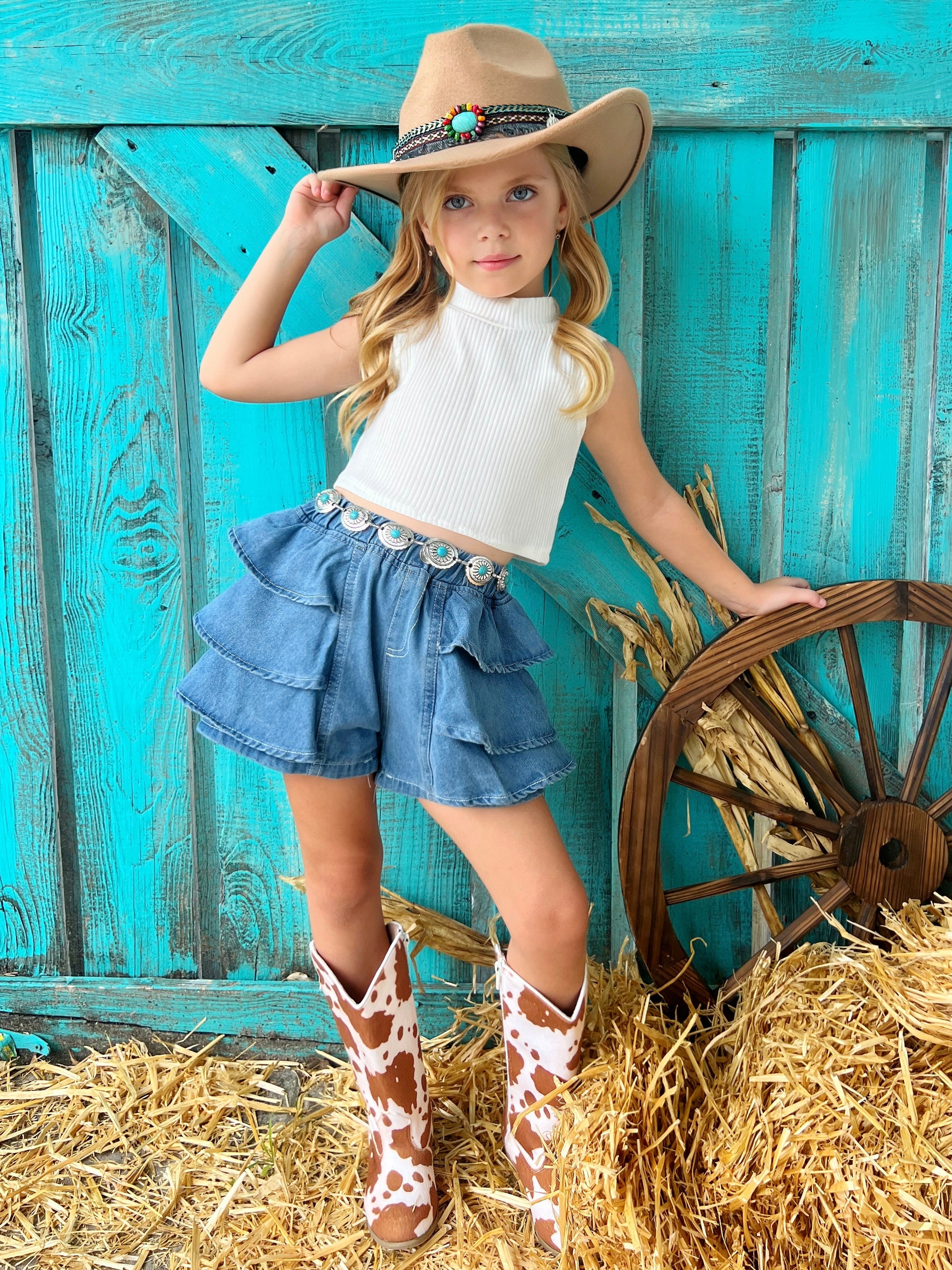 Mia Belle Girls Tiered Denim Shorts Girls Summer Outfits 4269