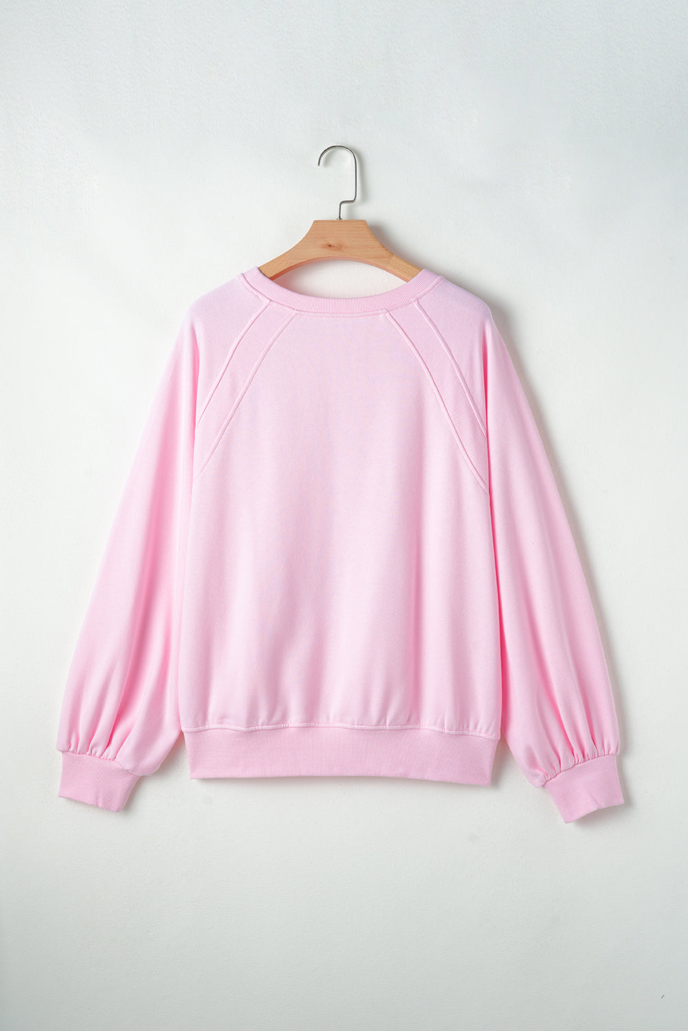 Womens Pink Hugs and Kisses Pop Up Embroidered Raglan Sleeve Sweatshirt