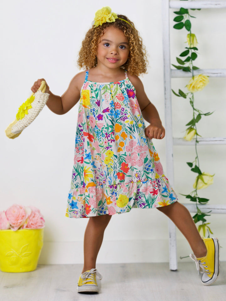 Mia Belle Girls Floral Ruffle Dress And Bag Set | Girls Spring Outfits