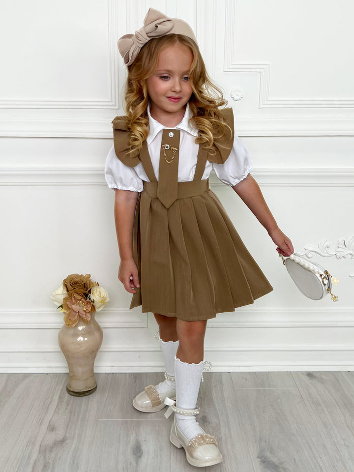 Girls Ruffled Sleeve Shirt and Cotton Dress