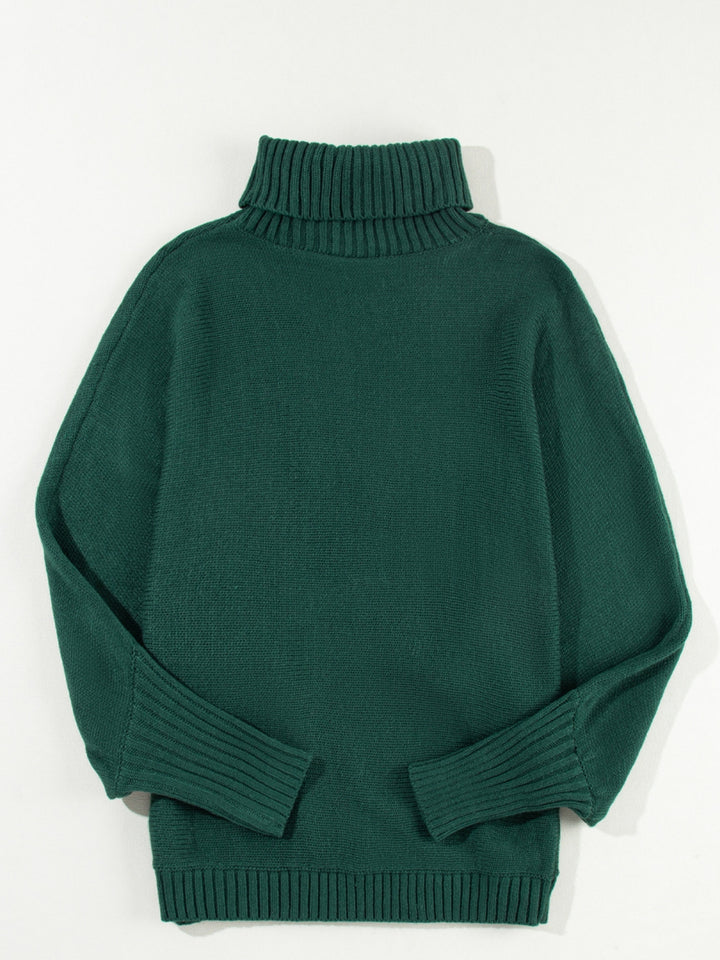 Womens Green Merry Embroidered Turtleneck Sweater