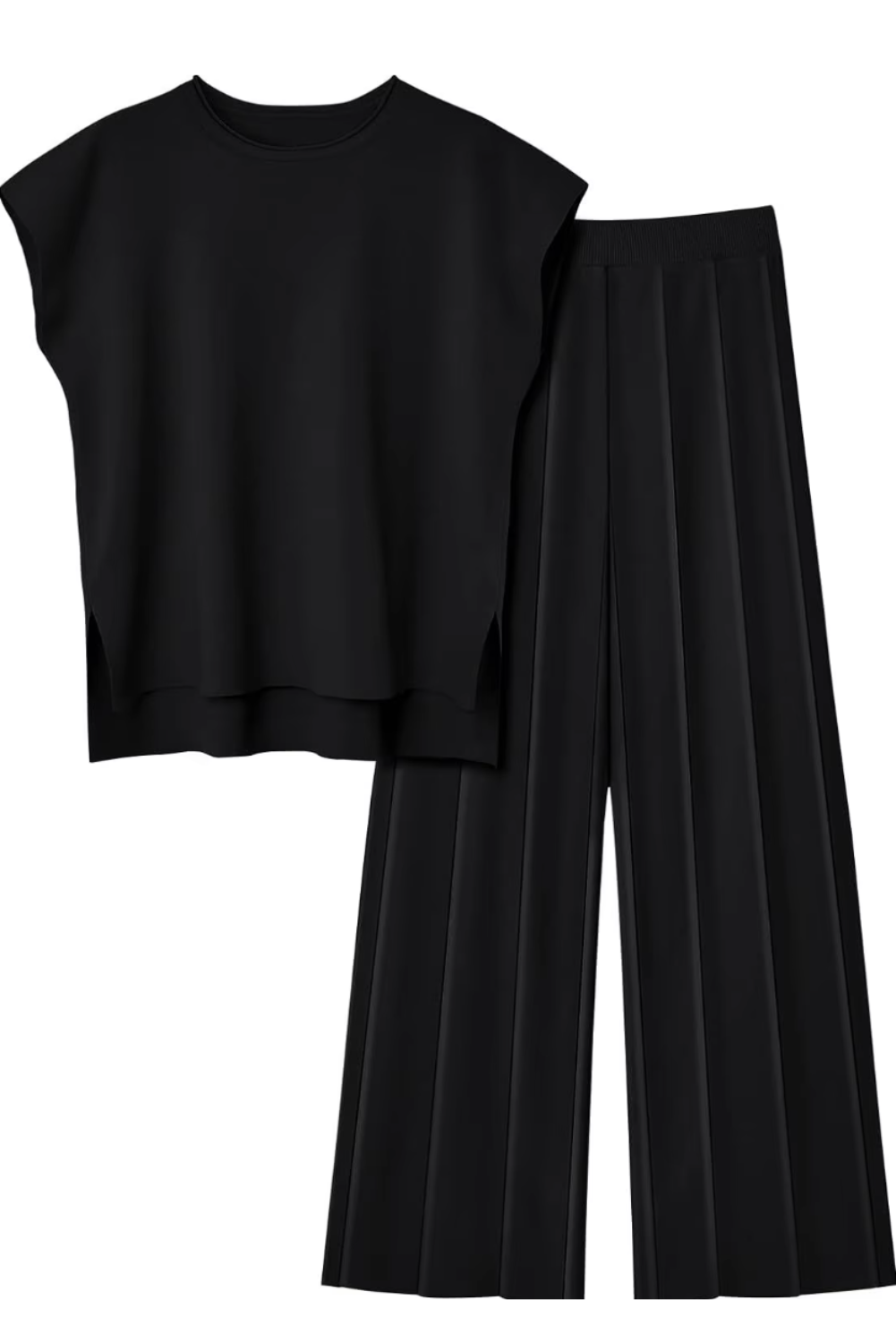 Womans Casual Chic  Sleeveless Top & Wide-Leg Pants Two-Piece Set