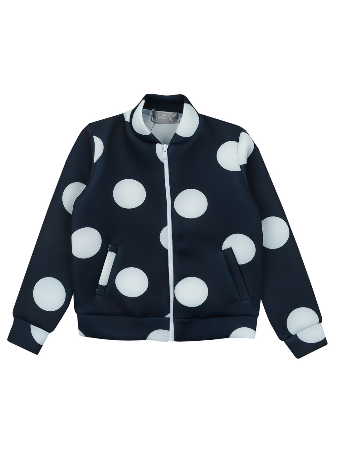 Kids Couture x Mia Belle Girls Black Polka Dot Bomber Jacket 5/11