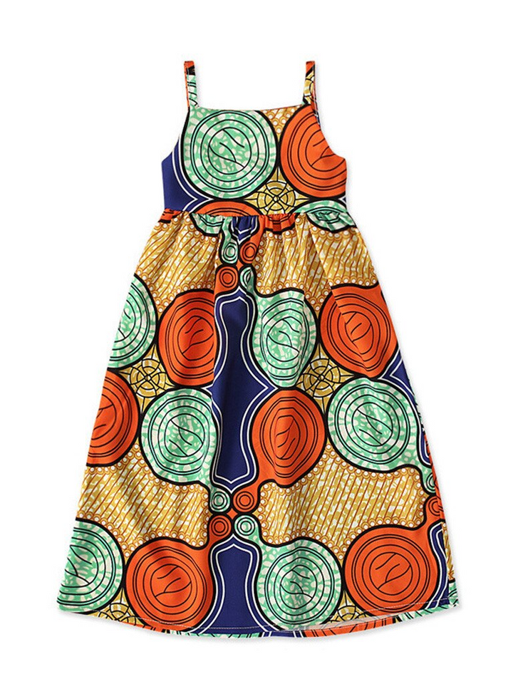 Mia Belle Girls Kente Print Halter Maxi Dress | Girls Resort Wear