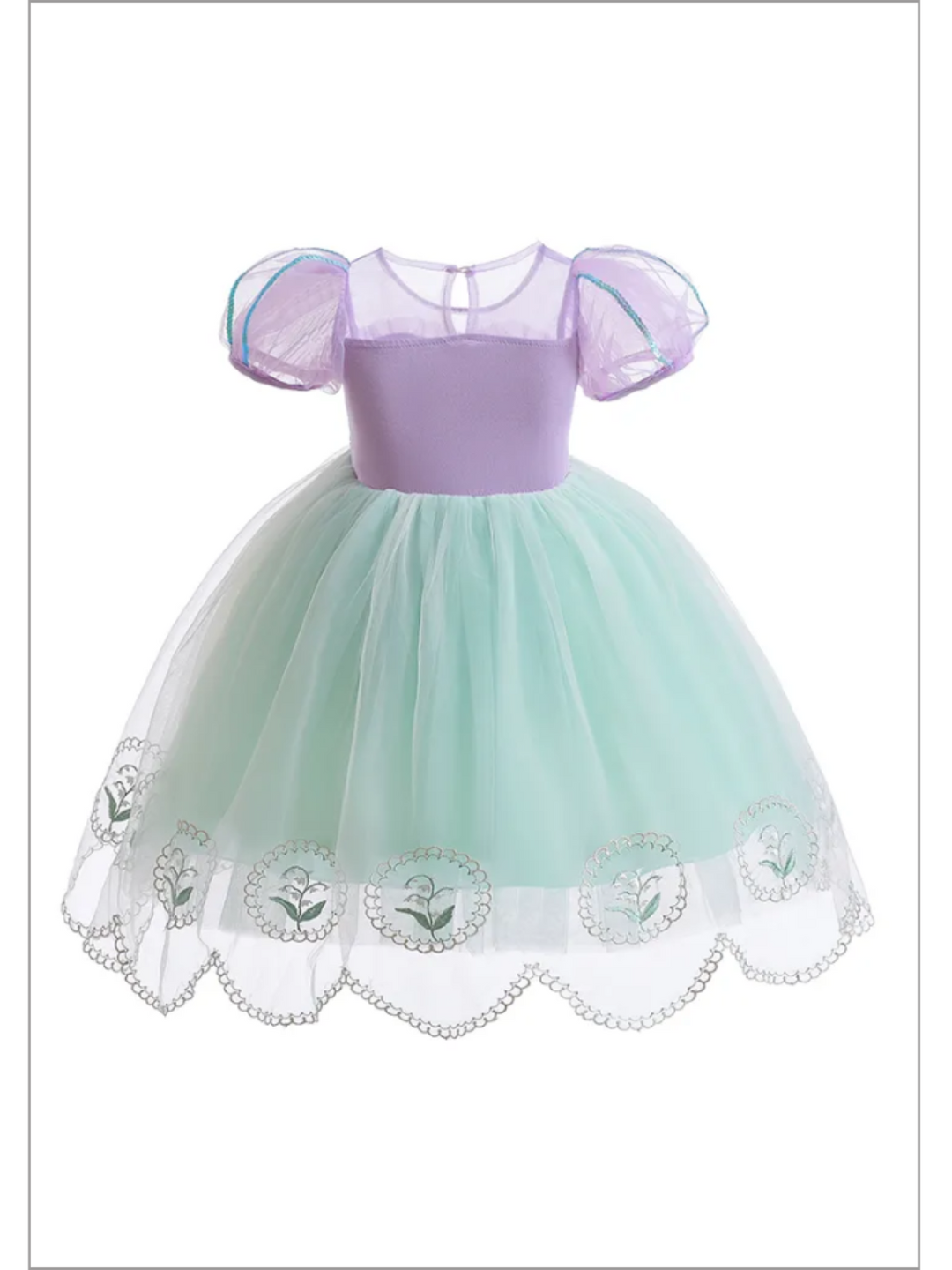 Mia Belle Girls Scallop Hem Tulle Dress | Girls Spring Formal Dresses