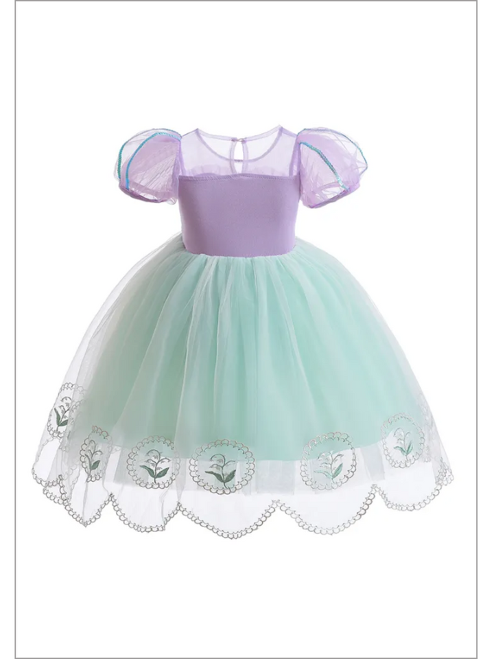 Mia Belle Girls Scallop Hem Tulle Dress | Girls Spring Formal Dresses