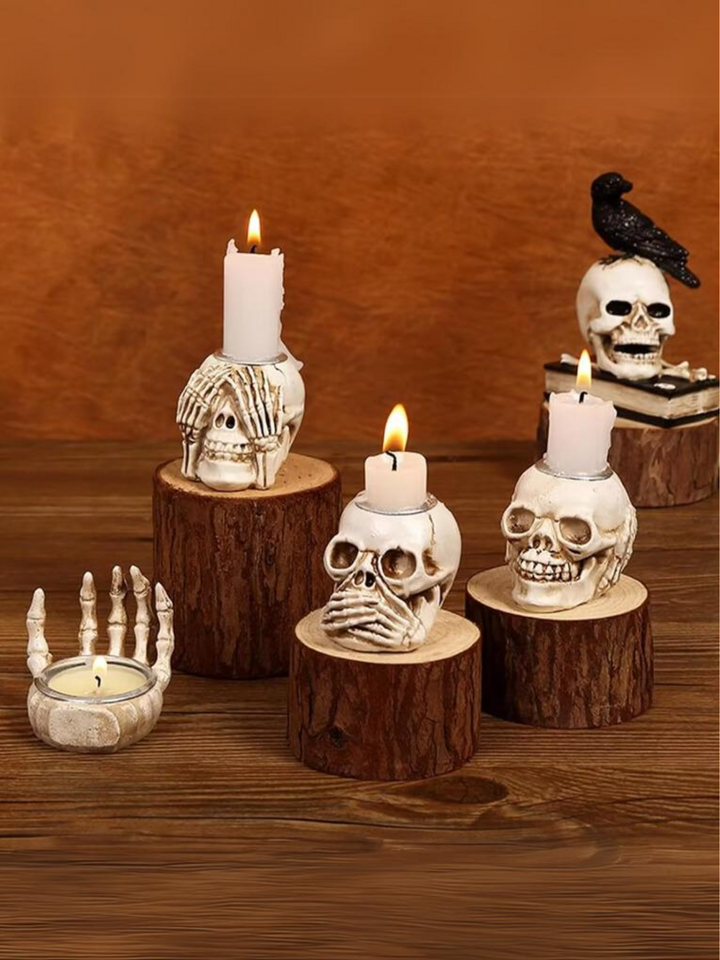 Halloween Decor Haunting Skeleton Candle Holder