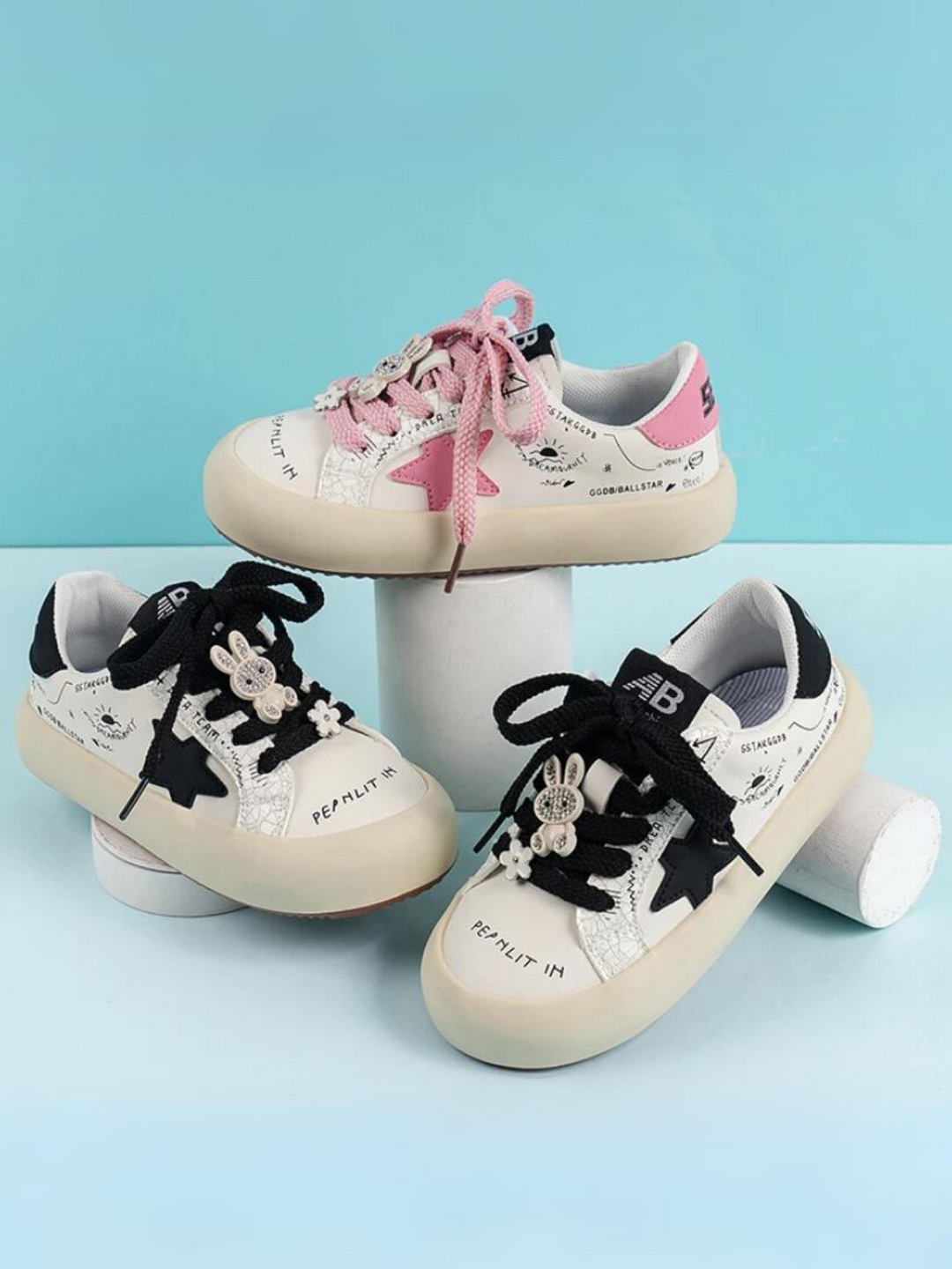 Mia Belle Girls Star Logo Print Sneakers | Shoes By Liv And Mia